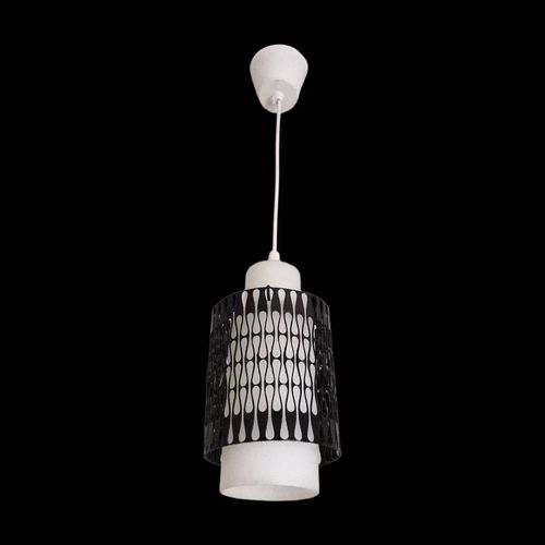 Suspension Vintage Opaline Et Mtal Blanc