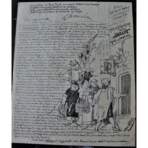 "Dîner Du Bon Bock 8 Juil 1880 - 6° Année 65° Dîner Dessin C R Kemp