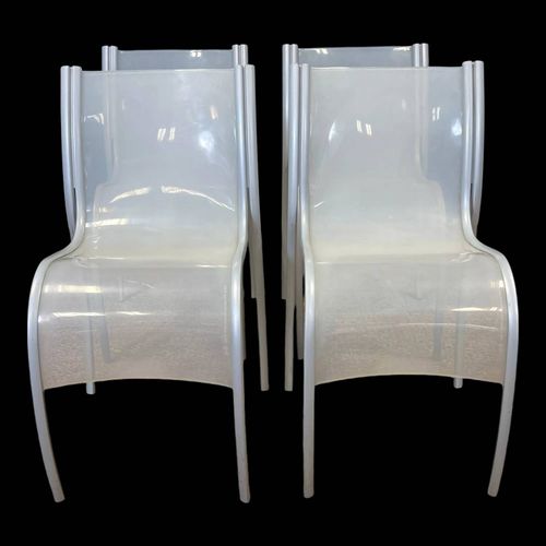 Ensemble De 4 Chaises Fpe Par Ron Arad Pour Kartell Gris Translucide Annes 2000 Italie Transparent