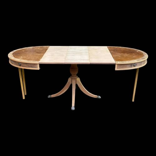 Table Manger Ronde Anglaise Extensible Rnove En Bois Brut Et Cuir Marro Bois