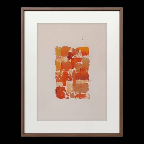 Peinture abstraite cole de Paris orange