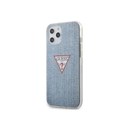 Cque Guess PC/TPU Denim Triangle pour iPhone 12 Pro Max Light Bleu