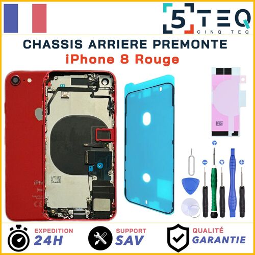 Chassis Complet Remplacement Pour Iphone 8 Rouge Premonte Avec Nfc, Joint +Kit