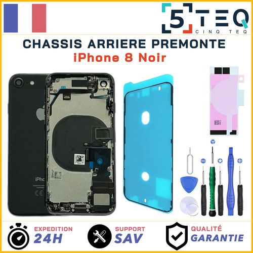 Chassis Complet Remplacement pour iPhone 8 Noir Premonte avec NFC, Joint +Kit