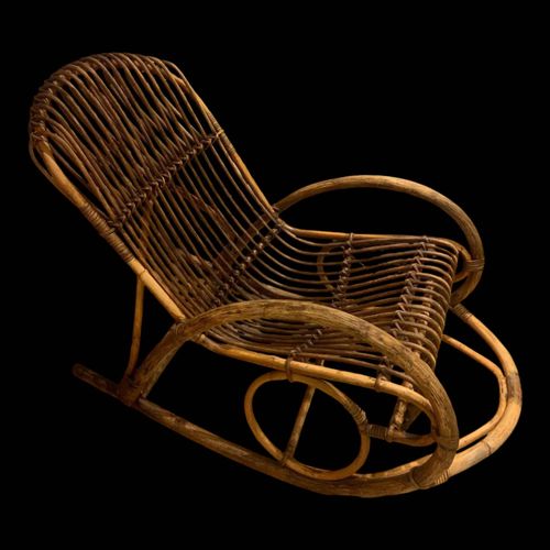 Rockingchair Rotin Vintage Bois
