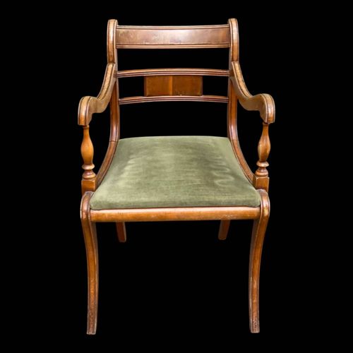 Fauteuil De Bureau Anglais Rgence En Bois Massif Et Velours Vert Vert