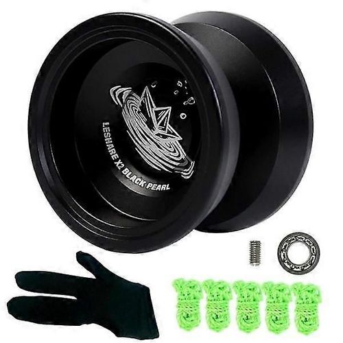 Yoyo en aluminium pour enfants, boule yoyo professionnelle, débutant, gants et 5 cordes, noir