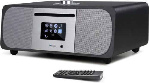 MSY6 Chaîne Hi-FI Stéréo Bluetooth (Dab+, Lecteur CD, 100W, Meuble en Bois Acoustique, Système Stéréo Puissant, USB, AUX, Radio FM, Transmission Bluetooth, 40 Présélections) Anthracite