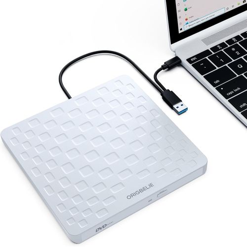 Lecteur CD Externe USB 3.0 et Type-C Portable CD/DVD +/-RW Graveur DVD Externe, Ultra Mince Lecteur DVD Externe pour PC Laptop Desktop iMac MacBook Pro/Air Windows 11/10/8/7/XP Linux Mac OS