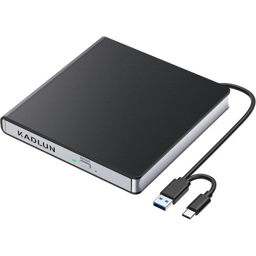 Lecteur CD DVD Externe USB 3.0 USB C Lecteur CD Externe pour Ordinateur Portable Bureau PC Macbook iMac, Graveur DVD +/-RW Lecteur Optique Externe DVD Lecteur DVD pour Windows 11/10/8/7/XP/Linux/Vista