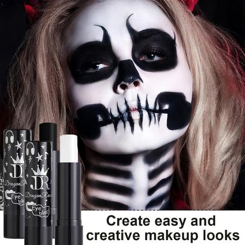 2 Pièces Maquillage Halloween Pour Visage Noir Et Blanc, Kit Maquillage Halloween Professionnel Enfant Adulte Pour Peinture Visage Carnaval Théâtre Cosplay Fantaisie Clown Corps Peintures