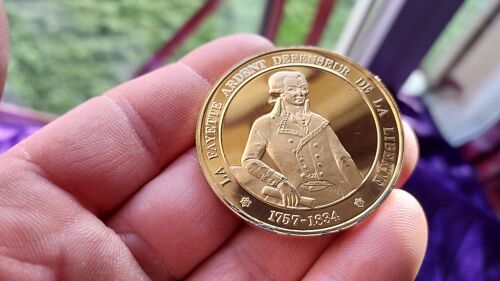 La Fayette Médaille Vermeil Ardent Défenseur De La Liberté 1757-1834 39 Grammes 4.5 Cm De Diamètre 3 Mm D'épaisseur 814 Sur La Tranche