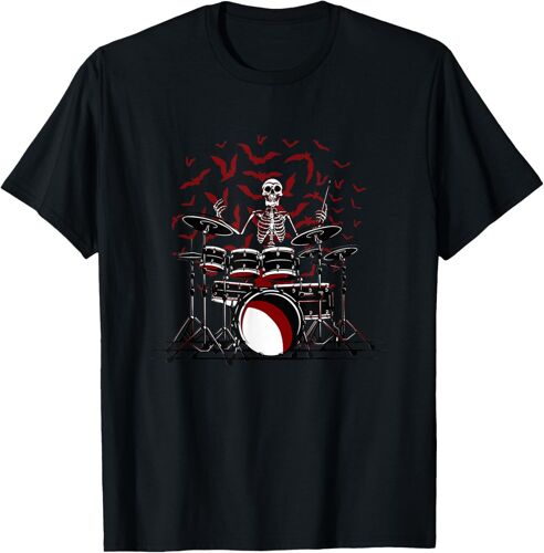 Batterie Batteur Squelette Figure Squelette Crâne T-Shirt