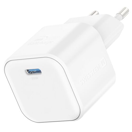 Chargeur Secteur GaN avec Port USB-C Compact Power Delivery 20W Swissten Blanc