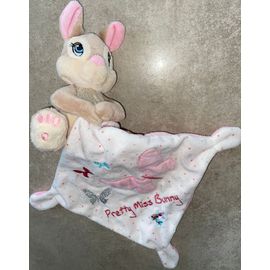 Doudou Lapin Disney Baby Mouchoir Pretty Miss Bunny Peluche Jouet Enfant Bebe Papillon Rose