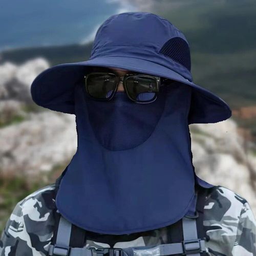 Chapeaux De Soleil Pliables À Large Bord Pour Hommes,Protection Uv,Crème Solaire,Masque De Proximité Perfecto,Wstring,Sports De Plein Air,Canadisme,Pêche - Type Navy