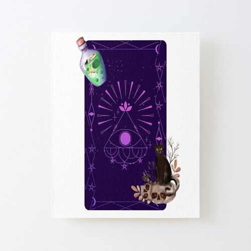 Canevas Imprimer Crânes De Cartes De Tarot De Sorcière Et Chat Noir Sans Cadre 40x50cm Diy Installer