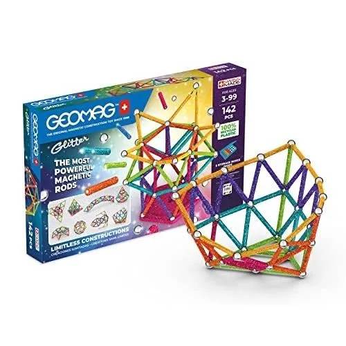 Geomag Glitter Recycled Jeu De Constructions Magnétiques Pailletées Barrettes Magnétiques Pailletées Et Colorées Pack De 142 Pi Ces Plastique 100 Recyclé