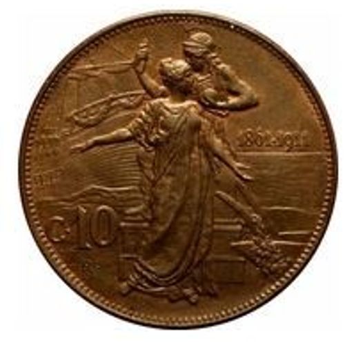 Pièce 10 Centesimi Italie - 1911 Anniversaire Du Royaume