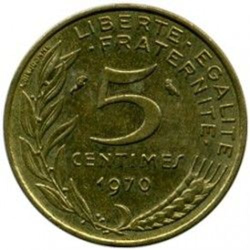 France = Pièce De Monnaie De 5 Centimes De Francs, Type Marianne, Graveur Dieudonné Et Lagriffoul, Année 1970.
