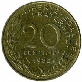 France = Pièce De Monnaie De 20 Centimes De Francs, Type Marianne, Graveur Dieudonné Et Lagriffoul, Année 1982