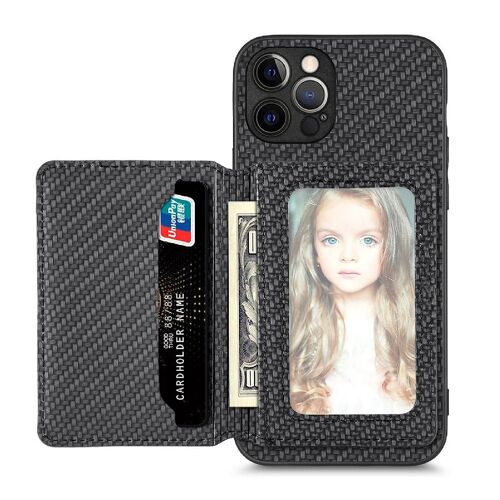 Étui Pour Iphone 12 Pro Blocage Rfid Sécurité Complète De La Caméra Fonction De Support Support De Carte Magnétique - Noir