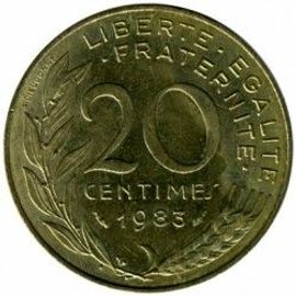 France = Pièce De Monnaie De 20 Centimes De Francs, Type Marianne, Graveur Dieudonné Et Lagriffoul, Année 1983