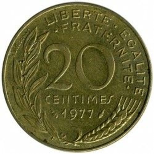 France = Pièce De Monnaie De 20 Centimes De Francs, Type Marianne, Graveur Dieudonné Et Lagriffoul, Année 1977.