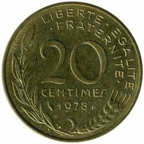 France = Pièce De Monnaie De 20 Centimes De Francs, Type Marianne, Graveur Dieudonné Et Lagriffoul, Année 1978.