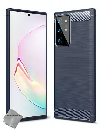 Housse etui coque silicone gel carbone pour Samsung Galaxy Note 20 Ultra + film ecran - BLEU FONCE