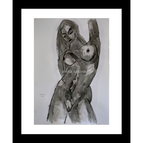 Peinture Erotique Originale - Anna Satine - A3-013 - Nu Féminin - 30x40cm - La Toilette 5