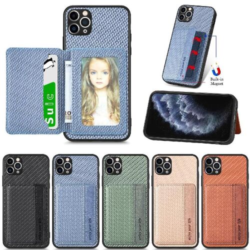 Étui Pour Iphone 11 Pro Max Sécurité Complète De La Caméra Blocage Rfid Support De Carte Magnétique Fonction De Support - Bleu