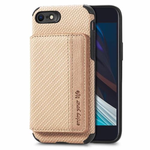 Étui Pour Iphone Se 2020 Blocage Rfid Support De Carte Magnétique Sécurité Complète De La Caméra Fonction De Support - Couleur Kaki