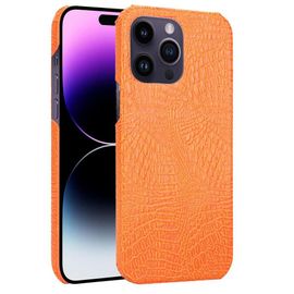 Classique Élégant Étui Pour Iphone 14 Pro Max Compatibilité Mode Classique D'alligator Housse De Protection Anti Éraflure - Couleur Orange