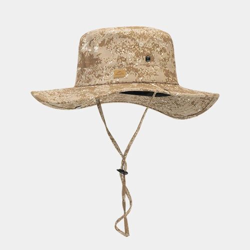 Chapeau De Pêche En Polyester À Large Bord,Seau De Camouflage Pliant,Chapeau De Protection Solaire,Respirant Et Portable - Type Beige