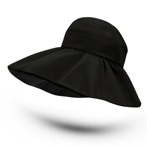 Chapeau De Soleil Africain Haut De Gamme Pour Femme,Grand Avant-Toit,Protection Solaire,Chapeau De Poisson Pliable,Chapeau De Suffolk,Chapeau De Randonnée À Grand Bord,Été - Type Black