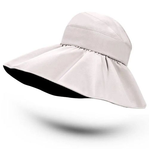 Chapeau De Soleil Africain Haut De Gamme Pour Femme,Grand Avant-Toit,Protection Solaire,Chapeau De Poisson Pliable,Chapeau De Suffolk,Chapeau De Randonnée À Grand Bord,Été - Type Beige