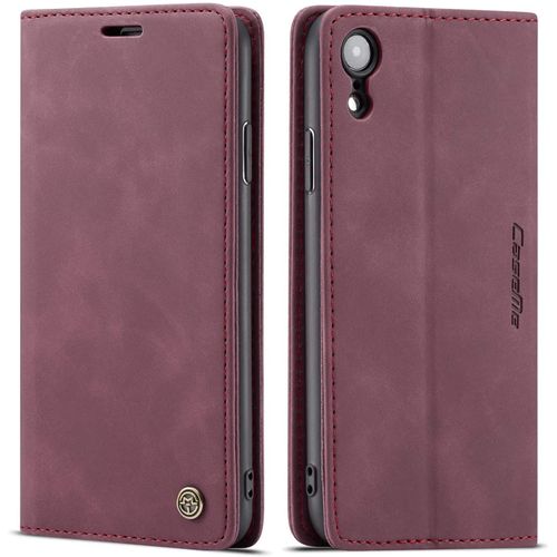 Coque Compatible Avec Iphone Xr 6.1,Anti-Choc Housse En Flip Case Portefeuille Etui,Vin Rouge