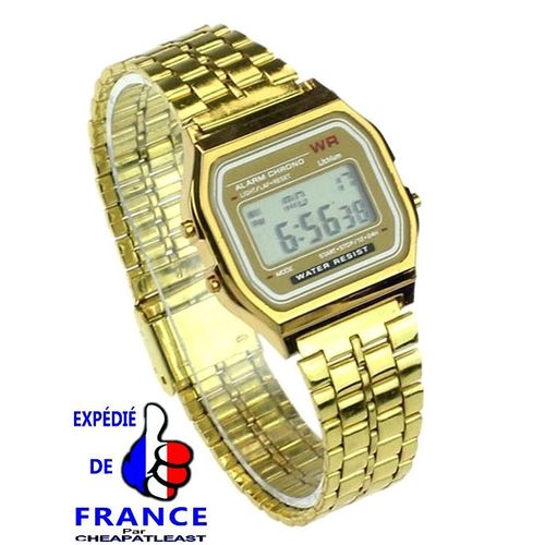 Montre Digitale Tendance Rétro Vintage Reprenant Le Style Casio Des Années 70 - Mixte Homme Femme Enfant - Affichage Numérique: Chrono Alarme Date Etc... Bracelet Acier Inoxydable