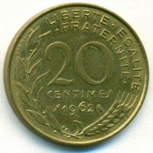 France = Pièce  De  20 Centimes  De  1962, Type Lagriffoul Dieudonné