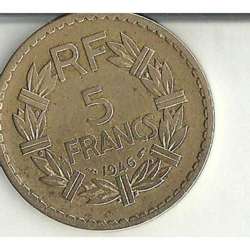 1 Piece De 5 Francs Aluminium Lavrillier 1946 B