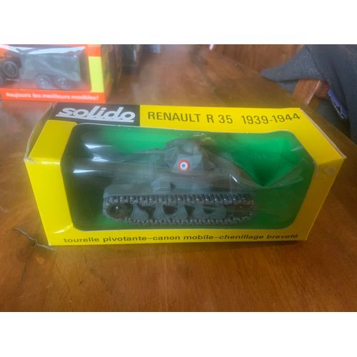 Solido 233 Renault R 35 Avec Tourelle Pivotante Et Canon Mobile Avec Boite-Solido