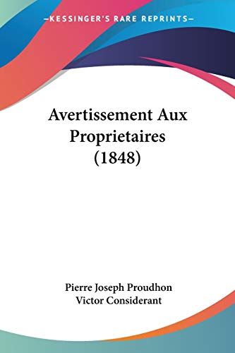 Avertissement Aux Proprietaires (1848)