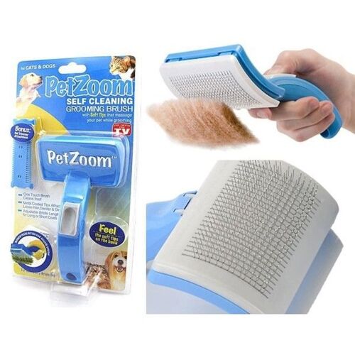 Trade Shop - Petzoom Brosse Autonettoyante Peigne À Sous-Poil Pour Chien Chat Poils Pet Zoom