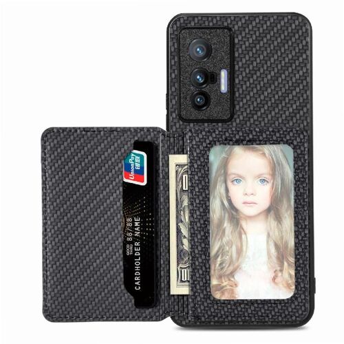 Étui Pour VIVO X70 Support De Carte Magnétique Sécurité Complète De La Caméra Fonction De Support Blocage RFID - Noir