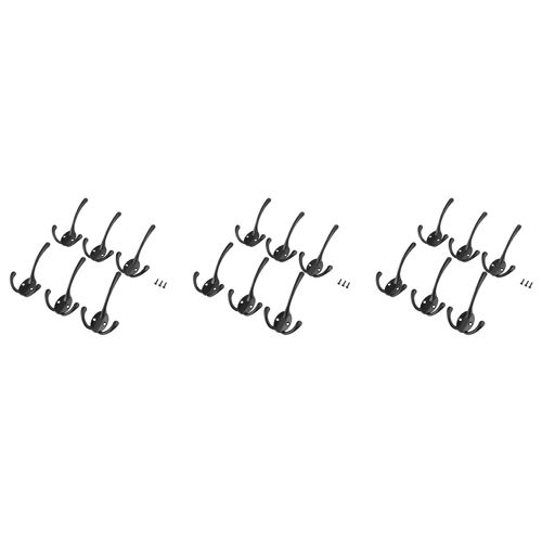 18 Pièces Séries Gros Crochets à Trois Griffes Robustes Fixés AU Mur avec 36 Vis Rétro Double Utilitaire Rustiques pour Manteau épais
