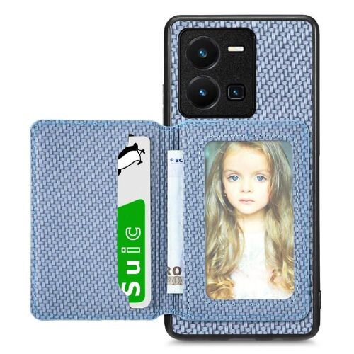 Étui Pour VIVO Y35 4G Blocage RFID Support De Carte Magnétique Fonction De Support Sécurité Complète De La Caméra - Bleu