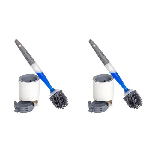 2X Brosse de Toilette, Poignée Rechargeable Distribue Un Nettoyant Toilette En Gel, Support Ventilé pour Le Stockage Sanitaire - Gommage