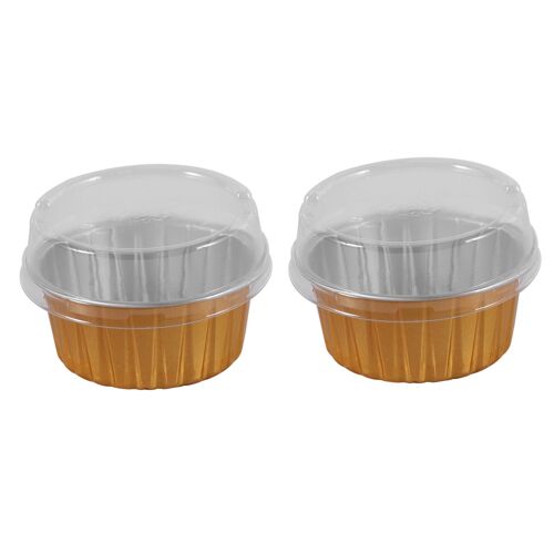 200 Pièces Gobelets à Papier D'aluminium Jetables CrèMe BrûLéE Dessert Forme Ovale Cupcake Cups Avec Couvercles ?Uf Cake Outils
