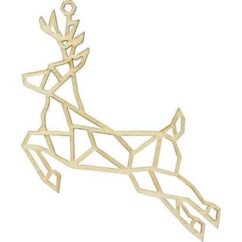 Suspension De Noël En Bois Cerf Esprit Origami 14cm